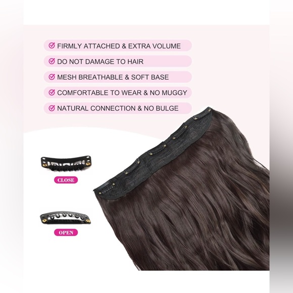 REECHO 20" 1-pack 3/4 Full Head Curly Wave Clips in on Synthetic Hair Extensions - Picture 7 of 11